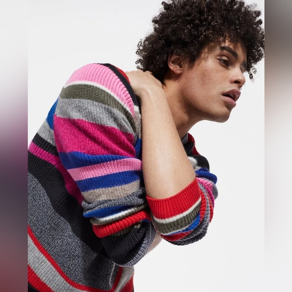 NWOT THE KOOPLES Multicolored Striped Wool Blend Crew-neck Ribbed Sweater Size M - Picture 7 of 15